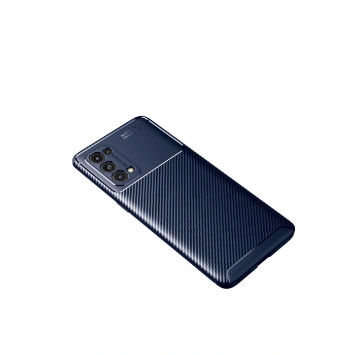 Oppo Reno 5 Pro Kılıf Auto Focus Karbon Kapak - Lacivert