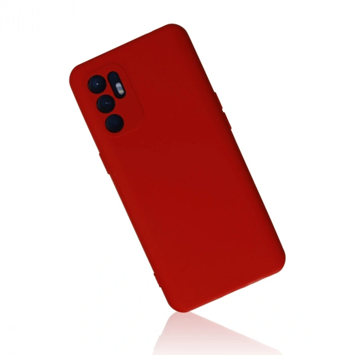 Oppo Reno 6 Kılıf Nano İçi Kadife Silikon - Kırmızı