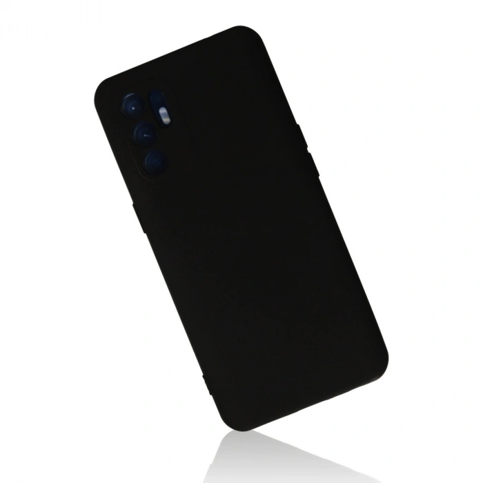 Oppo Reno 6 Kılıf Nano İçi Kadife Silikon - Siyah