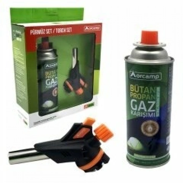 Orcamp 2pcs Pürmüz Ve Torch Seti Pürmüz Torch Çakmak Başlık Kamp Gazı 227gr/400ml