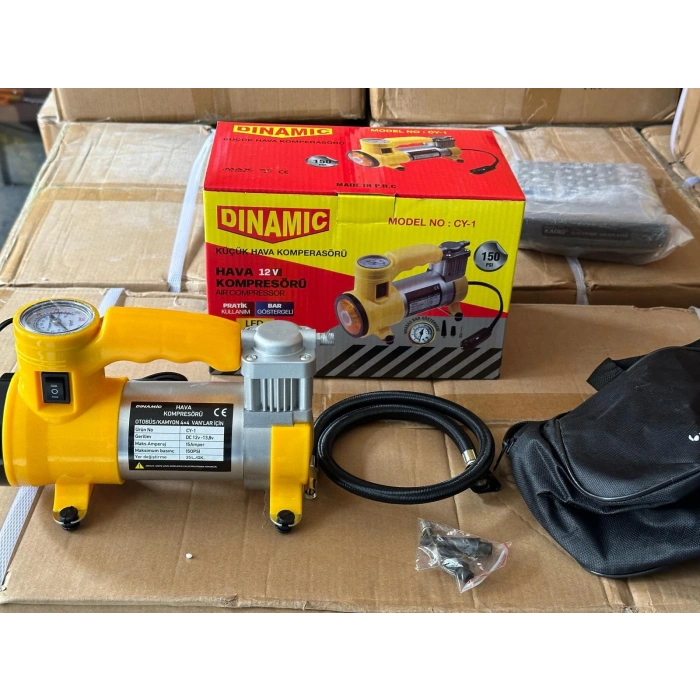 OTO - ARAÇ HAVA KOMPRESÖRÜ KAMYON - OTOBÜS - DC/12V-13.5V - 15Amp - 150PSI - BAR GÖSTERGE - LED AYDINLATMA CY-1  (5324)