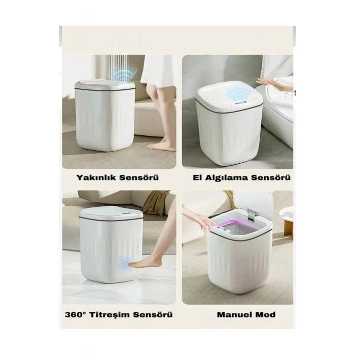 Otomatik Hareket Sensörlü Akıllı Çöp Kovası – 20 Litre Sessiz ve Hijyenik Kullanım