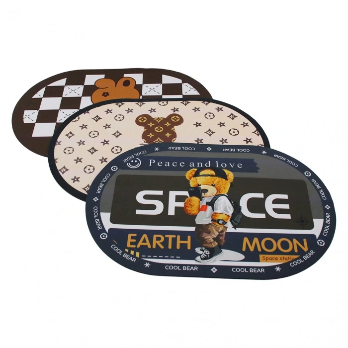 OVAL  SU EMİCİ - SİHİRLİ  BANYO PASPASI  RENKLİ DESENLİ - RESİMLİ  ELASTİK  57 X 37.5CM (5324)