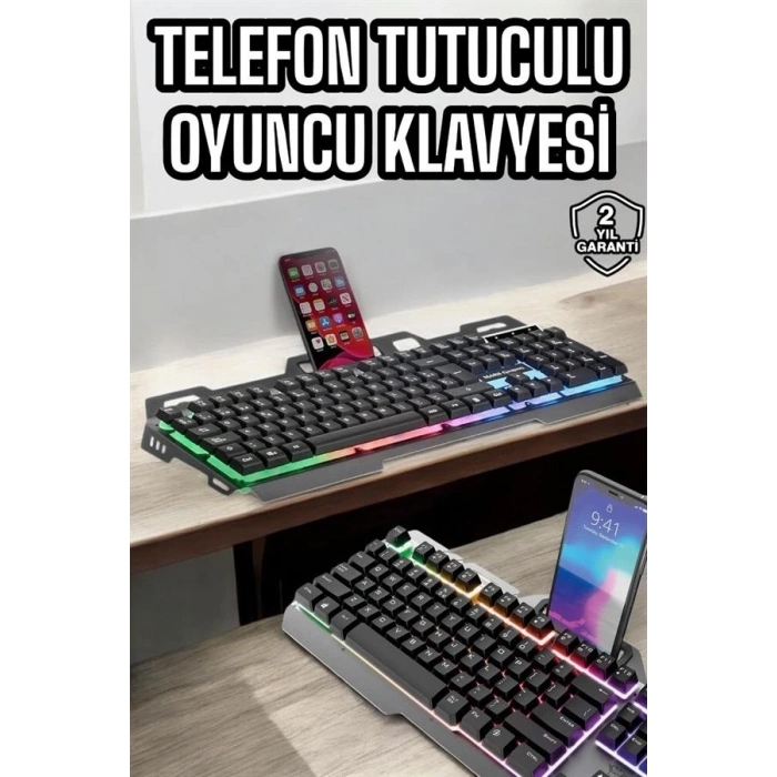 Oyuncu Klavyesi Q Klavye RGB Işıklı Mouse Hediyeli