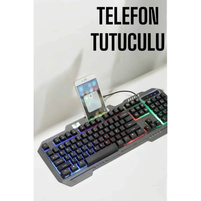 Oyuncu Klavyesi Q Klavye Rgb Işıklı Mouse Hediyeli