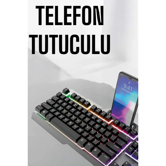 Oyuncu Klavyesi Q Klavye Rgb Işıklı Mouse Hediyeli