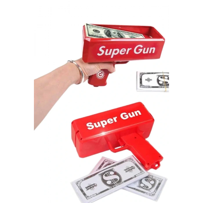 Para Dolar Saçma Para Atma Tabancası Otomatik Kırmızı Oyuncak