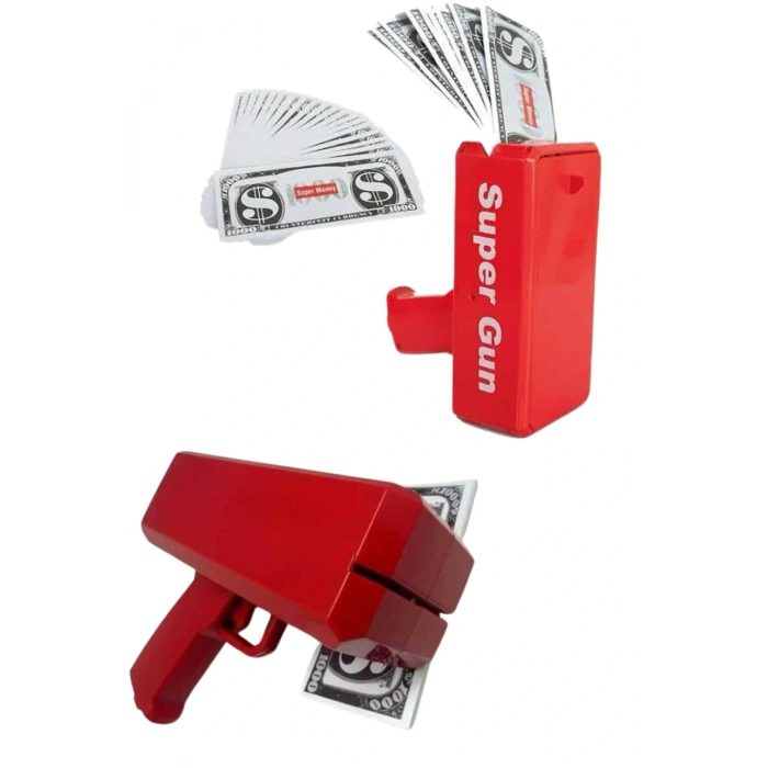 Para Saçma Tabancası Kırmızı Para Fırlatma Oyuncağı Parti Eğlencesi