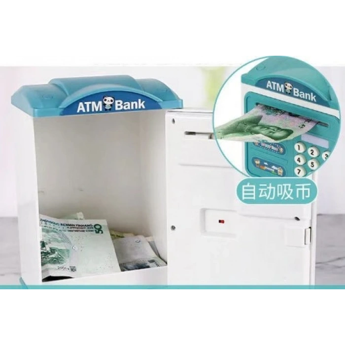 Parmak İzi Görünümlü Elektronik Şifreli Otomatik Kağıt Para Alan ATM Kumbara (5324)