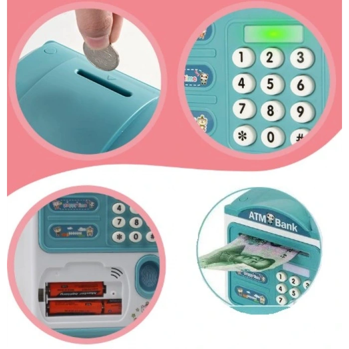 Parmak İzi Görünümlü Elektronik Şifreli Otomatik Kağıt Para Alan ATM Kumbara (5324)