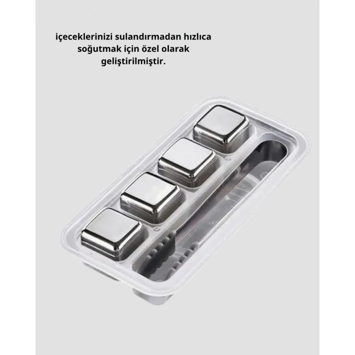 Paslanmaz Metal Buz Küpleri Seti Klipsli Sulandırmadan Soğutma Özellikli