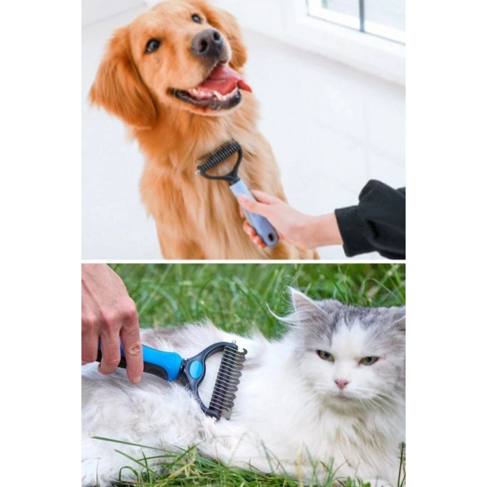 Plastik Saplı Metal Kedi Köpek Bakım Kıtık Tüy Topak Açıcı Tarak 1Adet