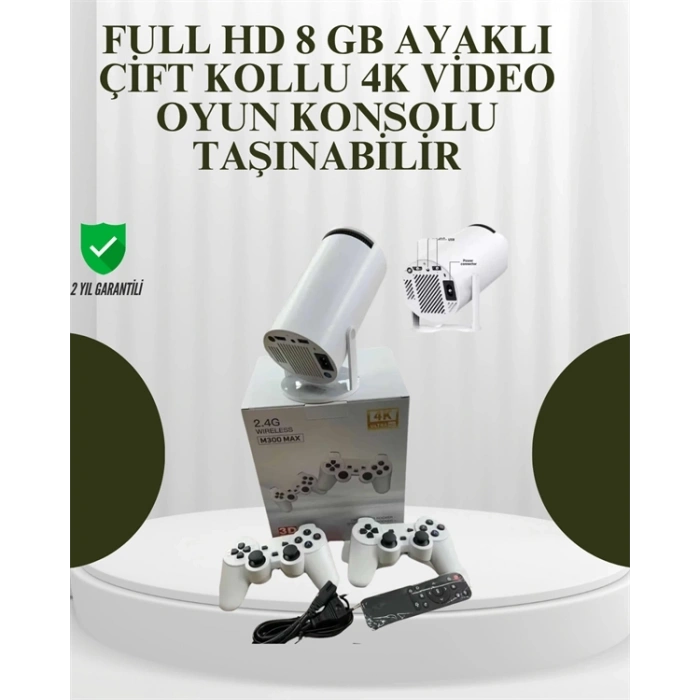 Portatif 4K Projeksiyon – 4.000 Uygulama, Kablosuz Yansıtma ve Bluetooth 5.0