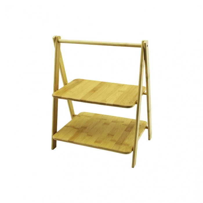 PORTATİF AYAKLI - 2 KATLI AHŞAP BAMBU ORGANİZER RAF =18X28 - 22X28CM Y: 6-20-39CM (5324)