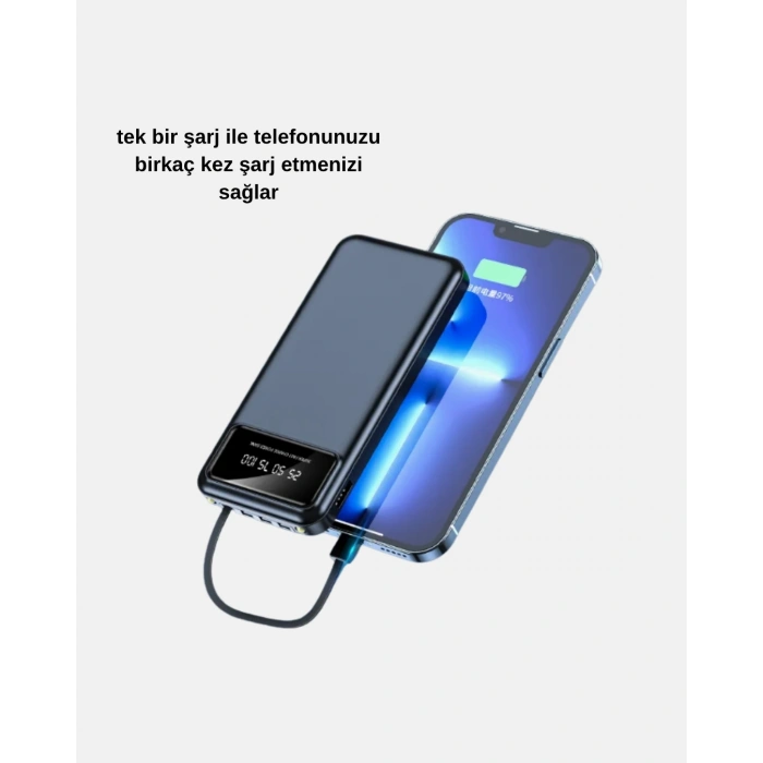 Powerbank 20000 mAh 4 Çıkışlı Hızlı Şarjlı ve LED Göstergeli