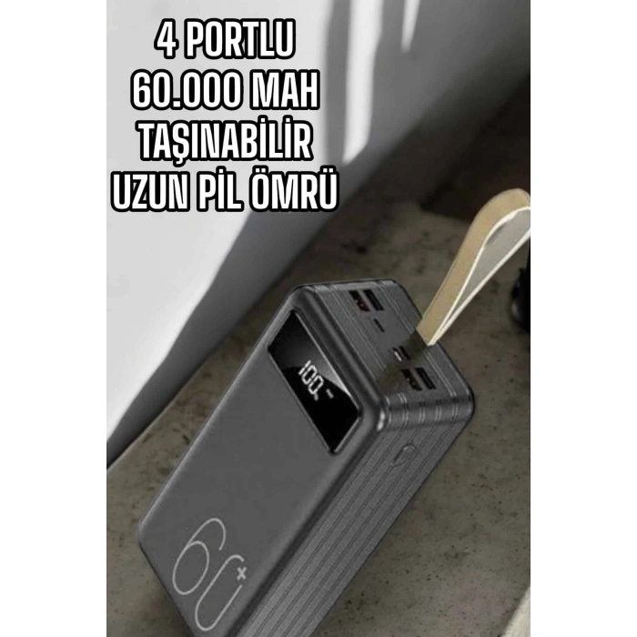 Powerbank 60.000 Mah Dijital Göstergeli 4 Portlu Taşınabilir