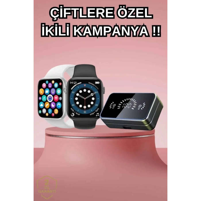 Powerbank Bluetooth Kulaklık Ve Yeni Model Akıllı Saat Seti ANC Özelliği Dokunamatik