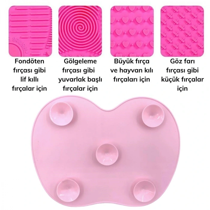 Pratik Kolay Makyaj Fırçası Temizleme Matı Aparatı Aleti Küçük (5324)