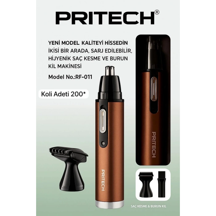 Pritech Rf-011 Kulak Burun Kıl Alma Ense Tüy Burun Şarjlı Tıraş Makinesi (5324)