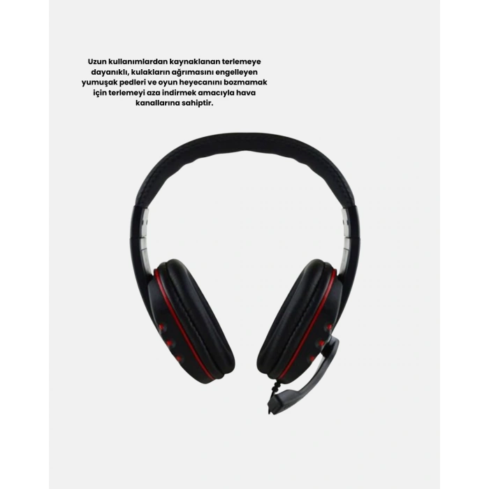Profesyonel Gaming Kulaklık – Mikrofonlu, Yumuşak Pedli, Stereo Ses Kalitesi, Tere Dayanıklı