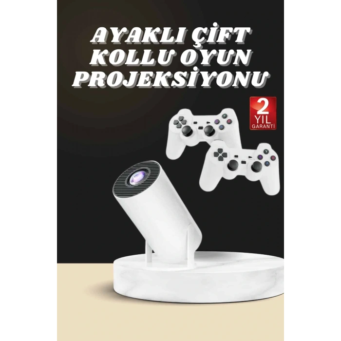 Projeksiyon Cihazı Video Oyun Konsolu Projektör Taşınabilir Ayaklı Çift Kollu 4k Çözünürlüklü