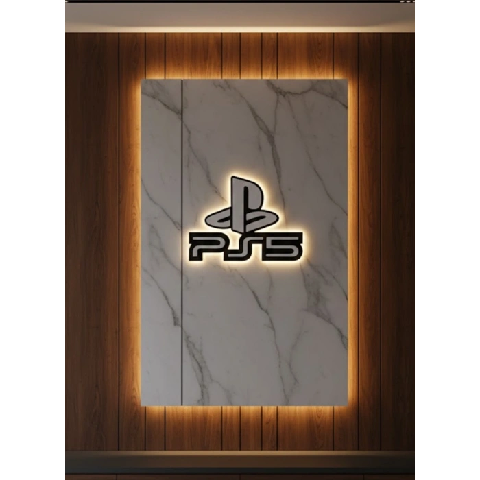 Ps5 Logo Dekoratif Duvar Süsü Oyun Odası Ve Salon Uyumu