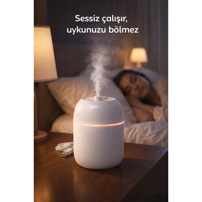 Rahat Nefes ve Deliksiz Uyku İçin Sessiz Hava Nemlendirici Gece Lambalı Buhar Makinesi