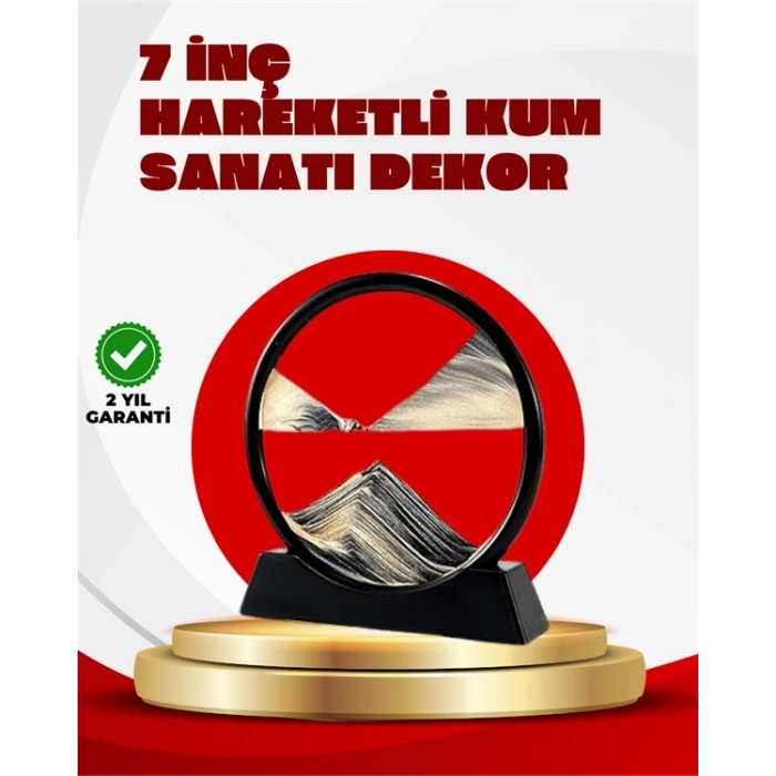 Rahatlatıcı Kum Sanatı – Yuvarlak Cam Çerçeveli Hareketli Kum Resmi, Ofis Ve Ev İçin Etkileşimli Masaüstü Süs