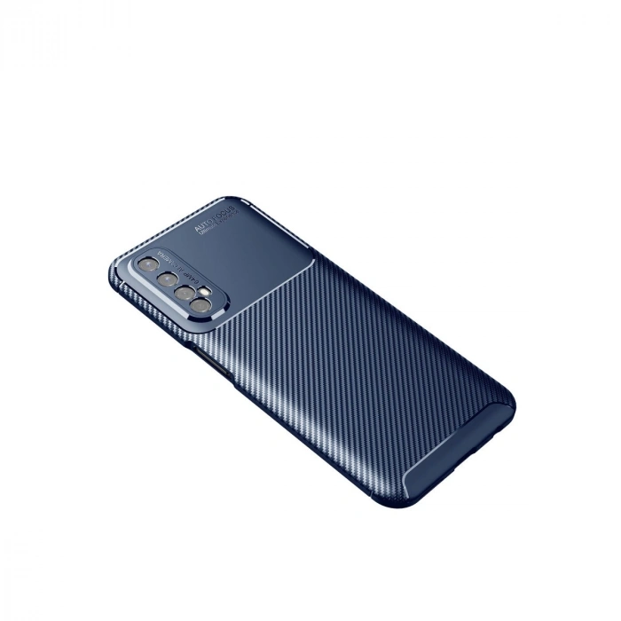 Realme 7 Kılıf Auto Focus Karbon Kapak - Lacivert