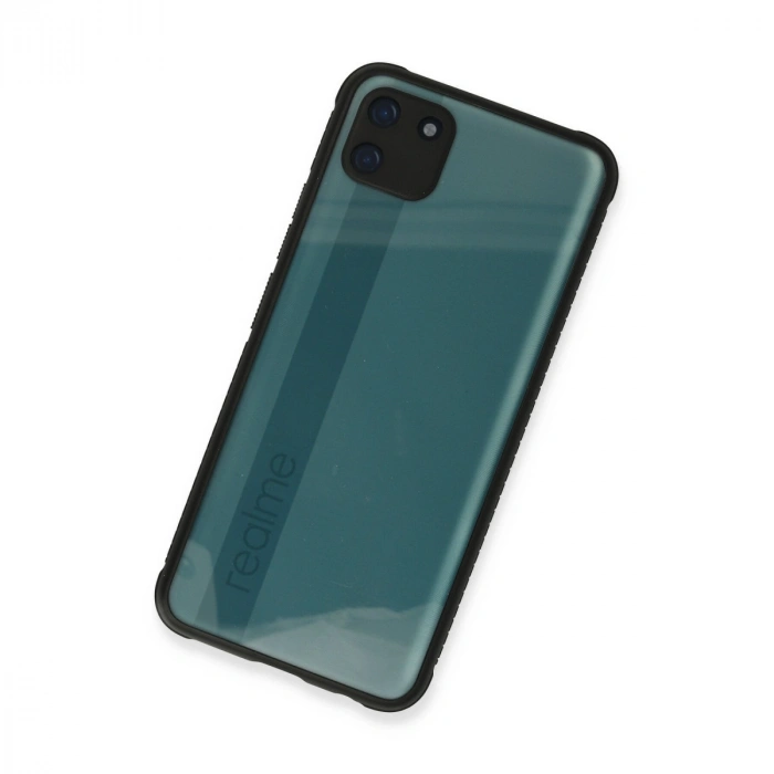 Realme C11 Kılıf Miami Şeffaf Silikon - Siyah
