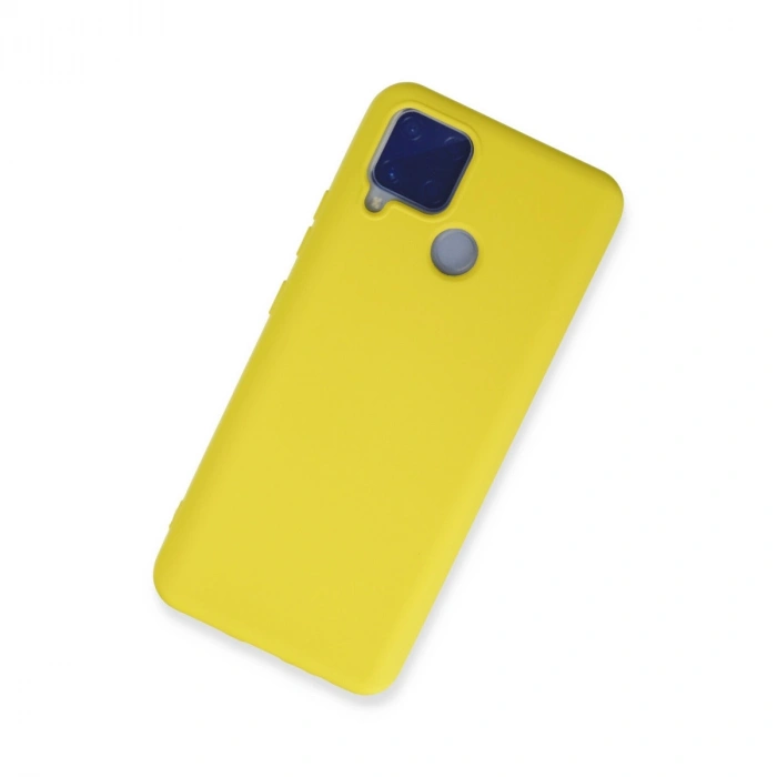 Realme C15 Kılıf Nano İçi Kadife Silikon - Sarı