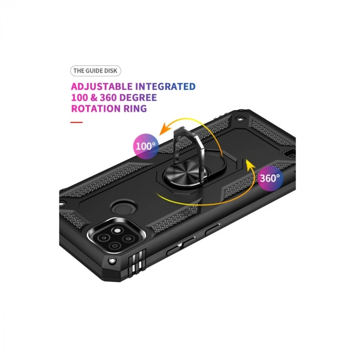 Realme C21 Kılıf Sofya Yüzüklü Silikon Kapak - Siyah