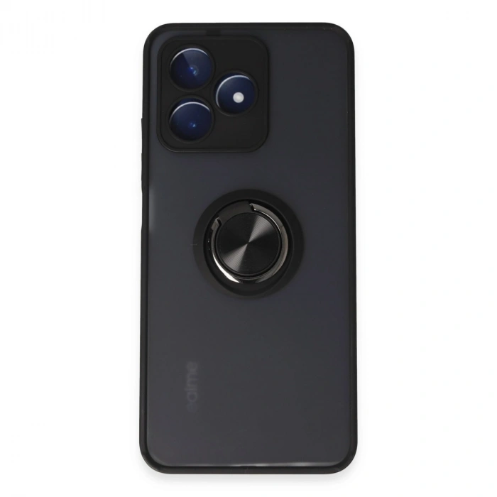 Realme C53 Kılıf Montreal Yüzüklü Silikon Kapak - Siyah