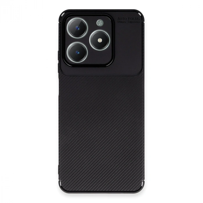 Realme C61 Kılıf Auto Focus Karbon Kapak - Siyah