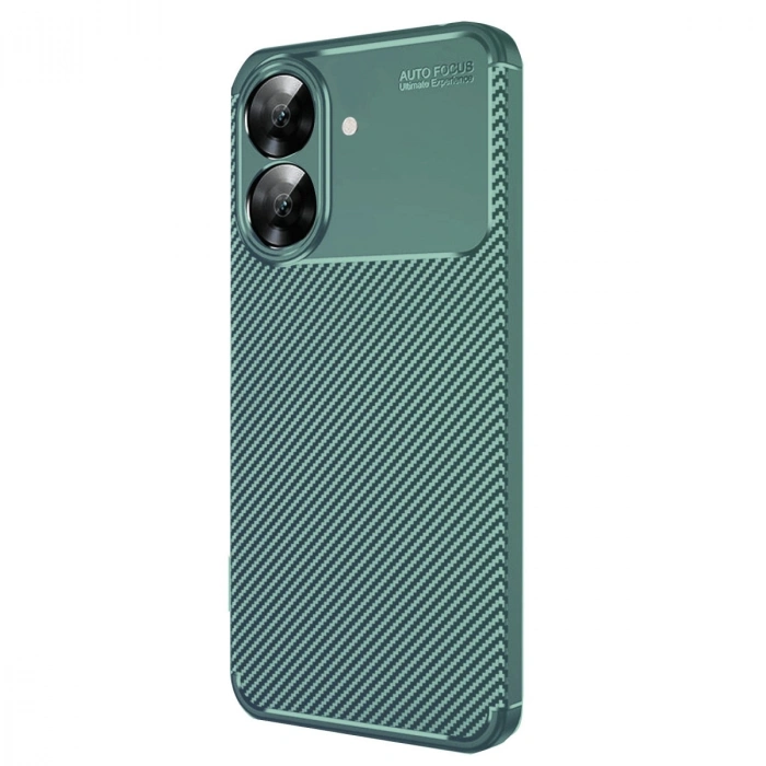 Realme Note 60 Kılıf Auto Focus Karbon Kapak - Koyu Yeşil
