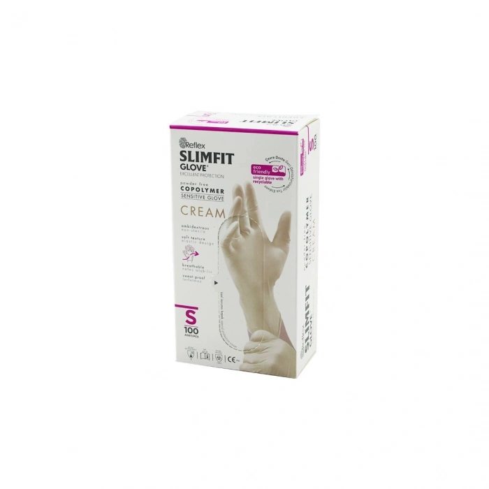 REFLEX SLİMFİT GLOVE KOD-030 S KREM PUDRASIZ MUAYENE ELDİVEN 100LÜ (5324)