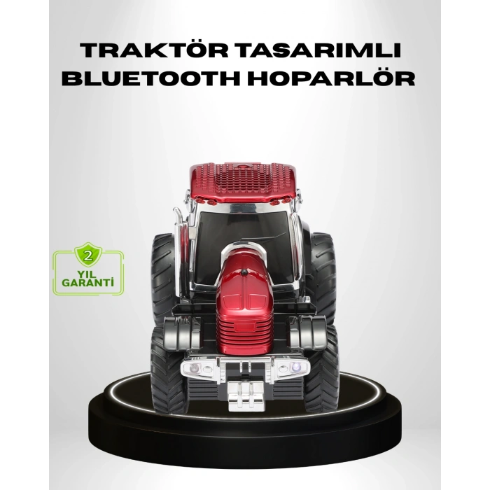 Retro Traktör Tasarımlı Kablosuz Hoparlör USB TF AUX FM Destekli