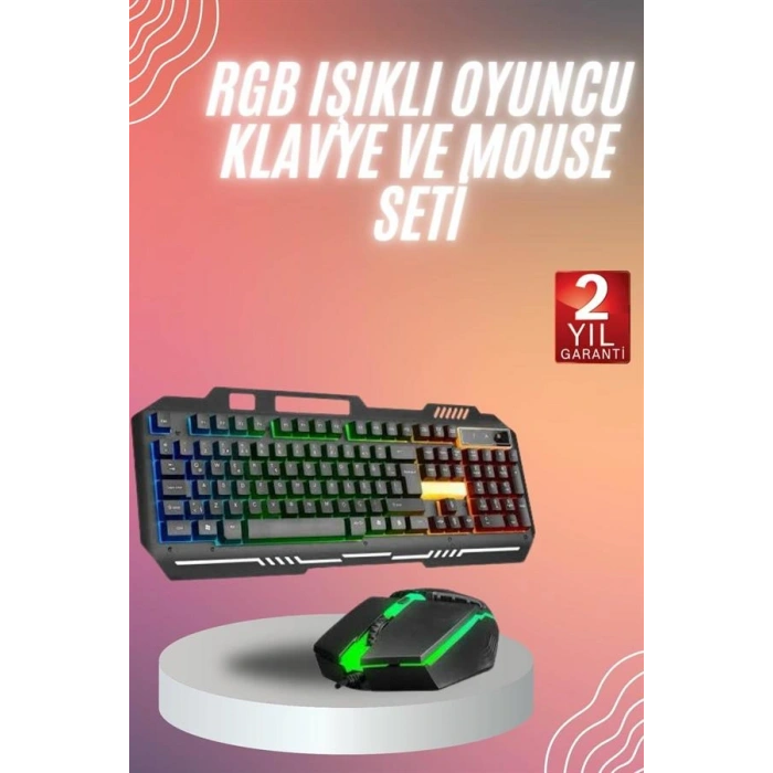 Rgb Işıklı Gaming Oyuncu Klavye Q Klavye Mouse Hediyeli