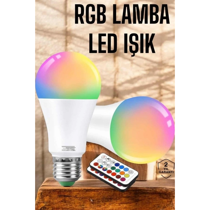 RGB Led Lamba Led Işık Ampul Renk Değiştirebilen 100 Watt