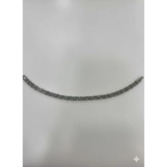 Rodyum Çelik  Erkek Çelik Bileklik Boy 21.5 Cm / En 0.6 Mm  - Ebl0043