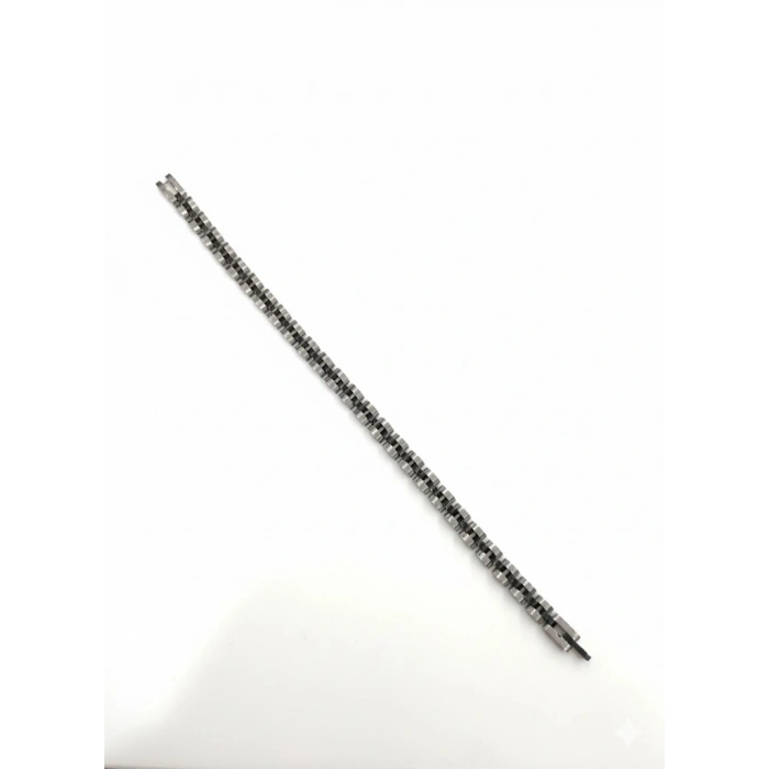 Rodyum-siyah Çelik  Erkek Çelik Bileklik Boy 21.5 Cm / En 0.6 Mm  - Ebl0047