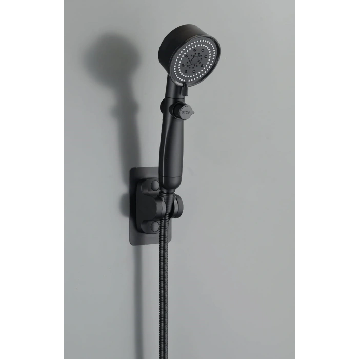 ROYAL SİYAH PERVANELİ KADEMELİ STOPLU  DUŞ BAŞLIK (5324)