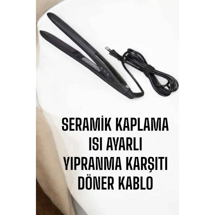 Saç Düzleştirici Isı Ayarlı Döner Kablo Yıpranma Karşıtı