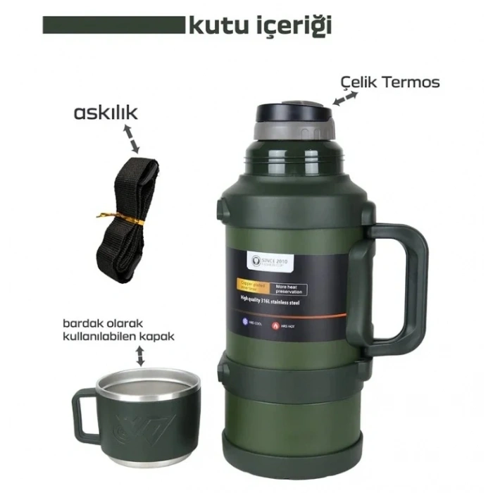 Safe Paslanmaz Çelik 3.2 Litre Termos 48 Saat Sıcak Soğuk Tutma (5324)