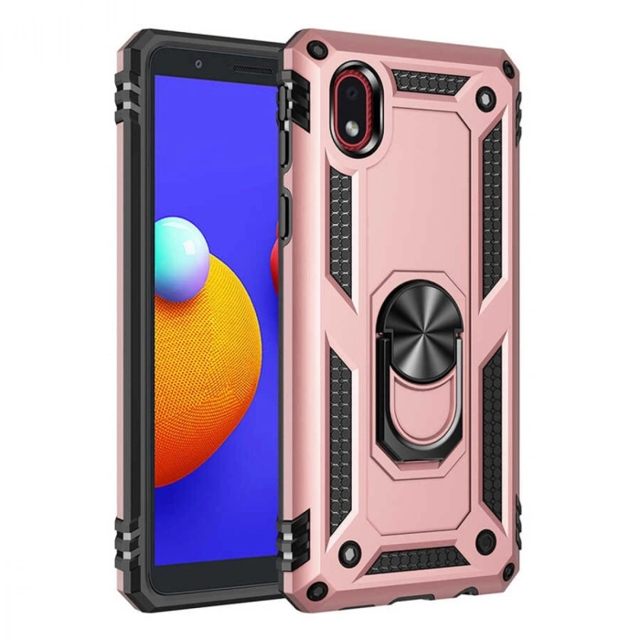 Samsung Galaxy A01 Core Kılıf Sofya Yüzüklü Silikon Kapak - Rose