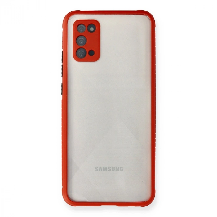 Samsung Galaxy A02s Kılıf Miami Şeffaf Silikon - Kırmızı