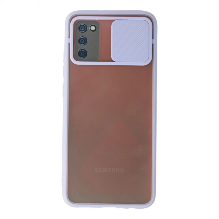 Samsung Galaxy A02s Kılıf Palm Buzlu Kamera Sürgülü Silikon - Lila