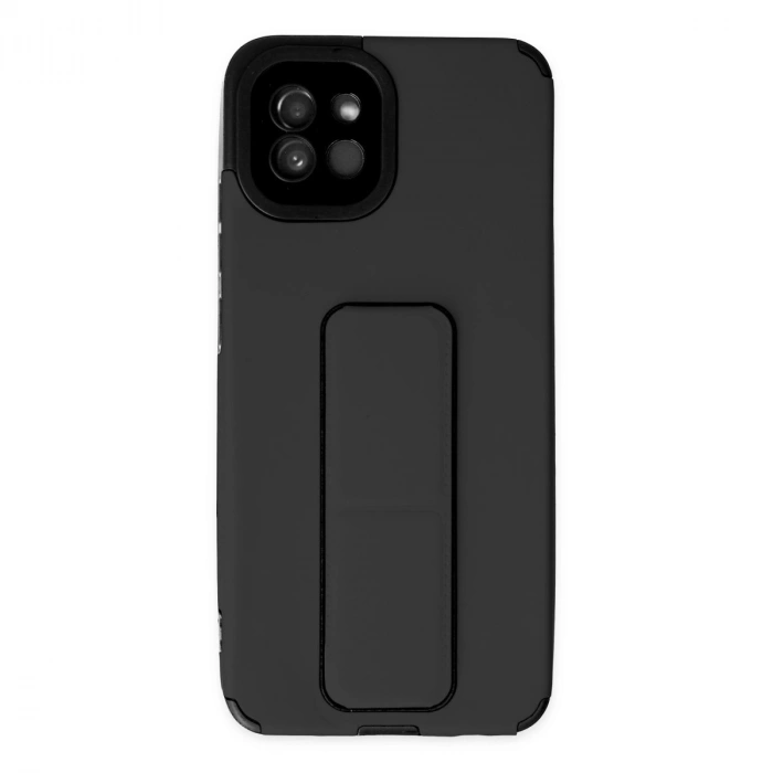 Samsung Galaxy A03 Kılıf Mega Standlı Silikon - Siyah