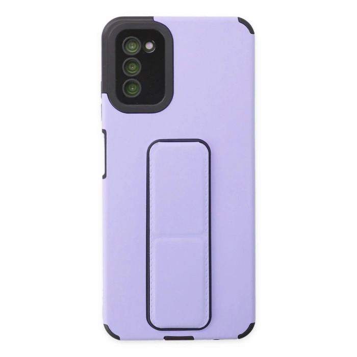 Samsung Galaxy A03s Kılıf Mega Standlı Silikon - Lila