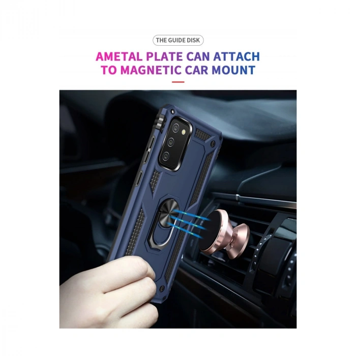 Samsung Galaxy A03s Kılıf Sofya Yüzüklü Silikon Kapak - Lacivert